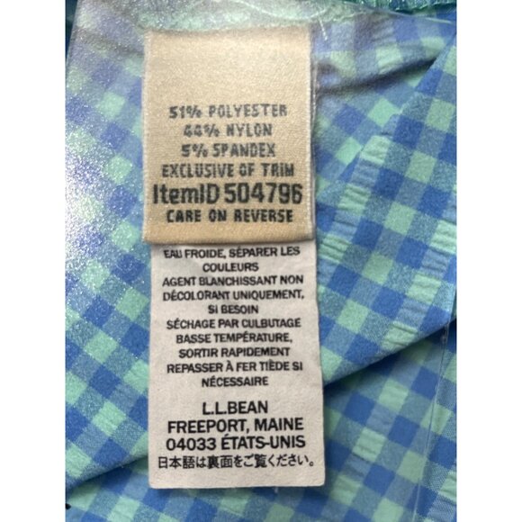 L.L.Bean Womens Medium Button-Up Gingham Shirt Blue & Green Long Sleeve 23i - Picture 6 of 12
